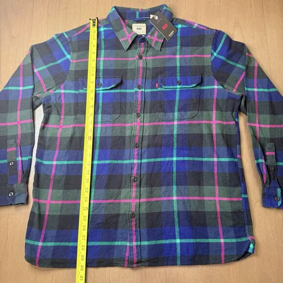 NWT Levis Jackson Worker Flannel Overshirt Men's Large Cotton Multicolor Plaid - Picture 5 of 11